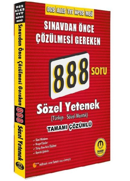 Tasarı DGS ALES TYT KPSS MSÜ Sözel Yetenek 888 Soru Bankası Çözümlü-zoom-