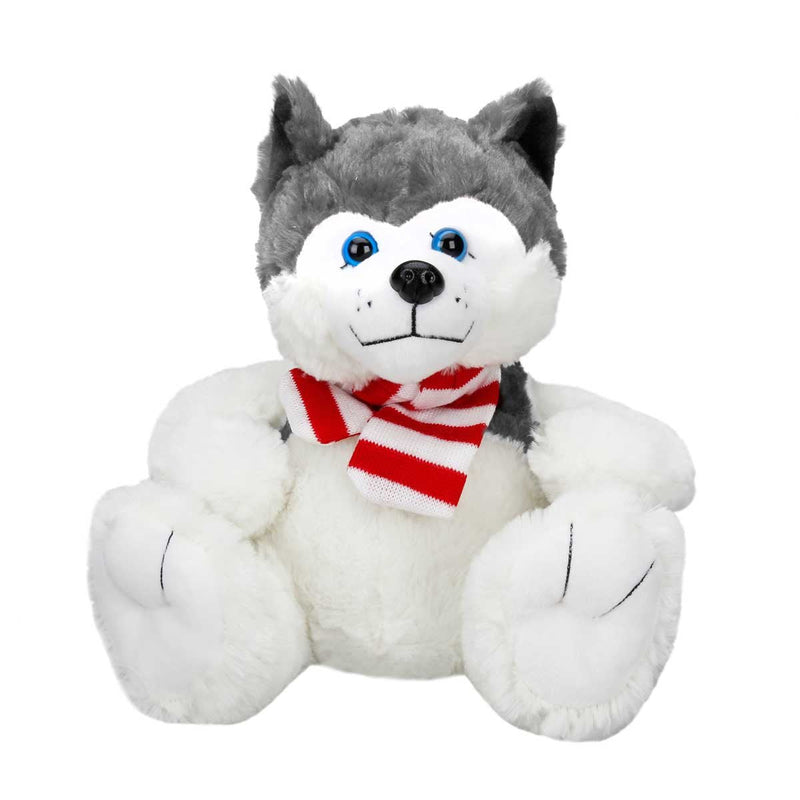 Sunman Sitting Husky Plush Dog with Scarf 30 cm-zoom-