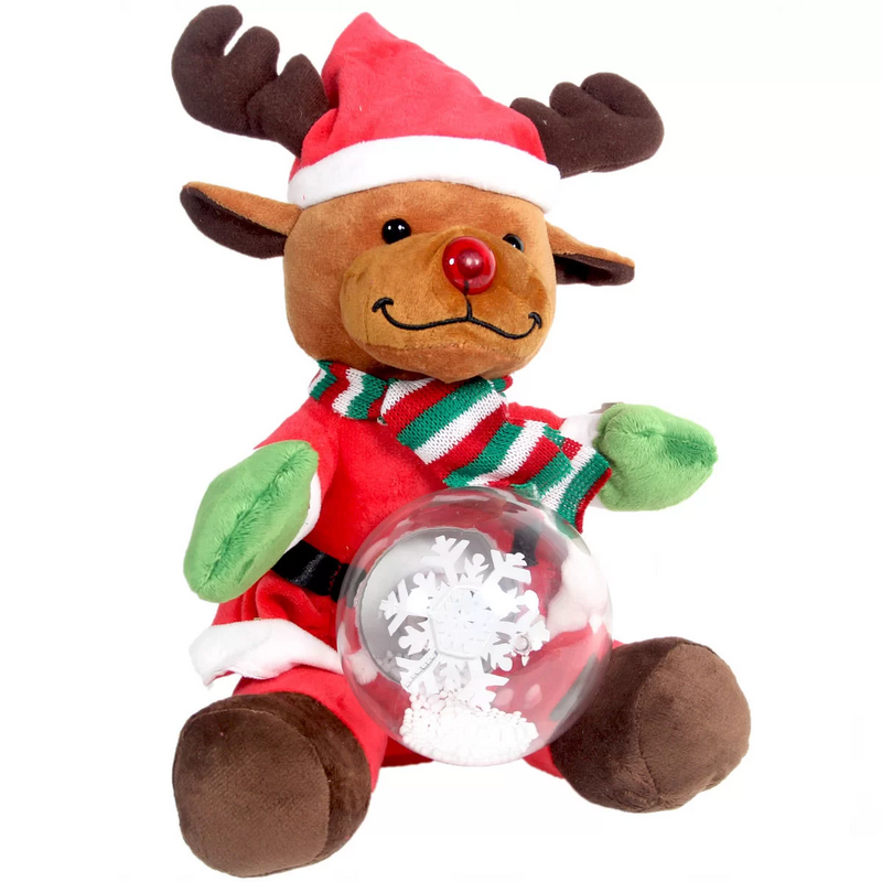 Christmas Snow Globe Battery Operated Plush Reindeer-zoom-