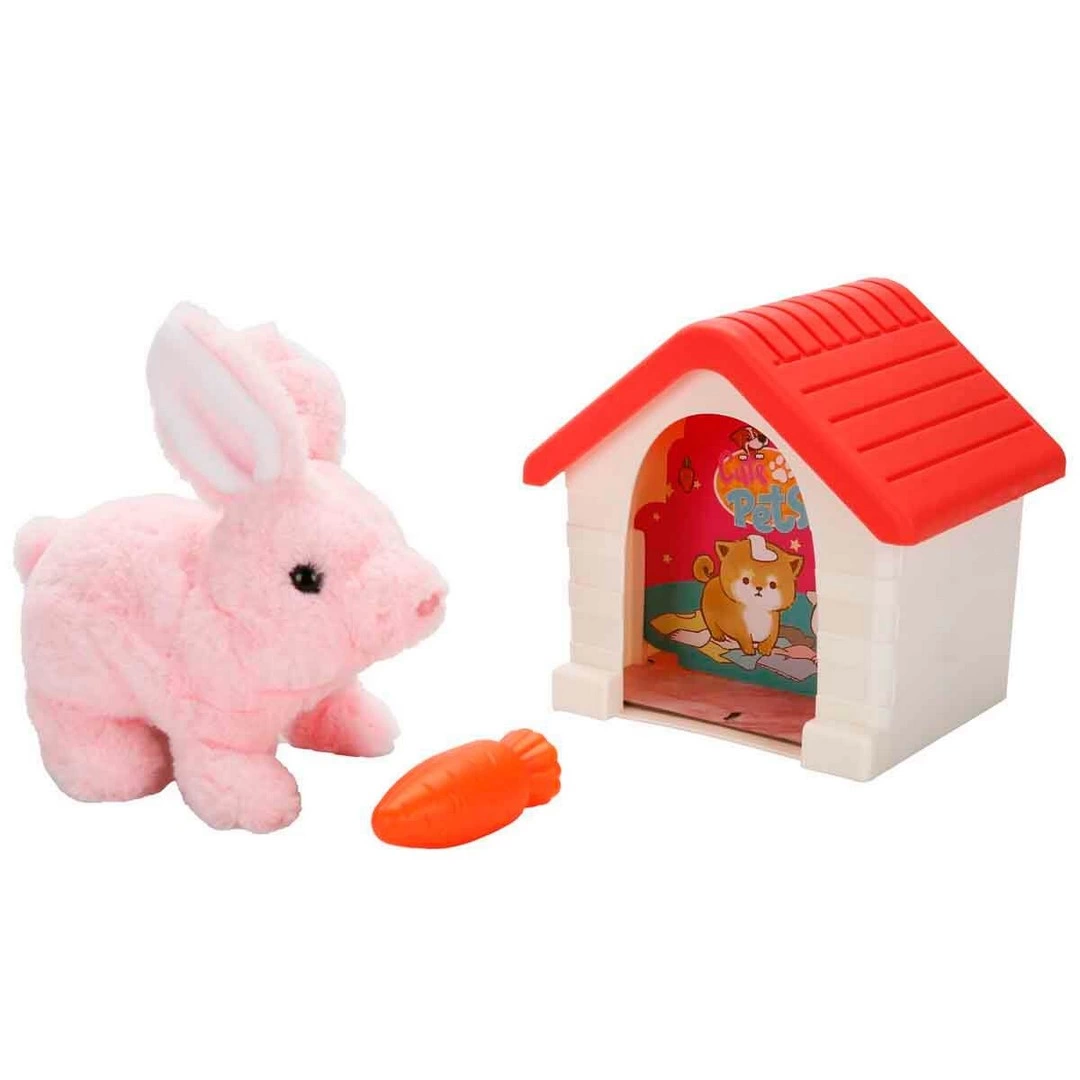 Cute Plush Rabbit with Sound and Animated Hut-2