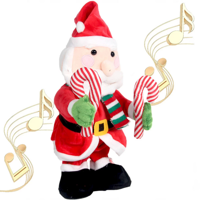 Christmas Dancing Plush Battery Operated Santa Claus with Cane-zoom-
